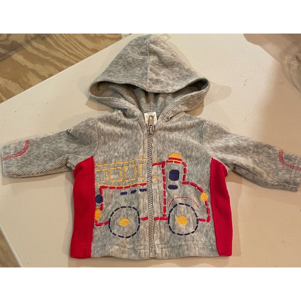 Little Me     Boy's Firetruck fireman zip hoodie 3months